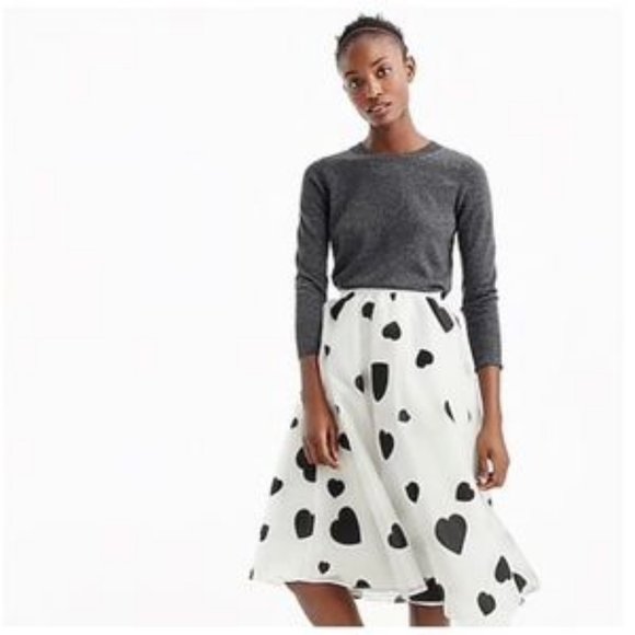 J Crew Organza Skirt In Heart Print Size 6 A-Line - Picture 2 of 6